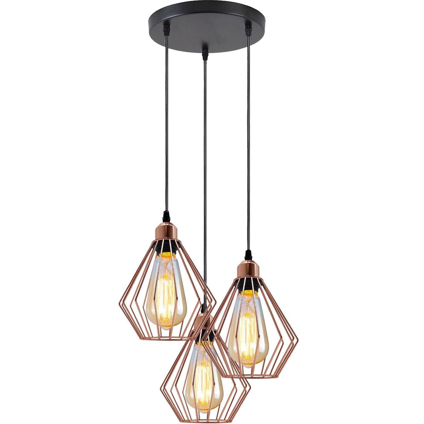 Modern Ceiling Pendant Cage Fitting Rose Gold Diamond Lights~1361-4
