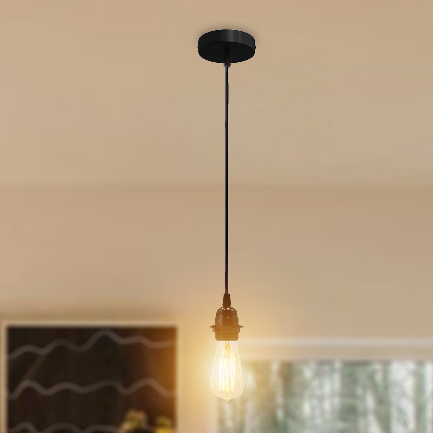 Single Outlet Ceiling E27 DIY Ceiling Rose Light PVC Flex Cluster Pendant Lamp Holder~3425-1
