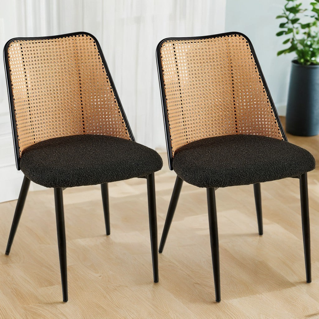 Set of Black Rattan Dining Chairs