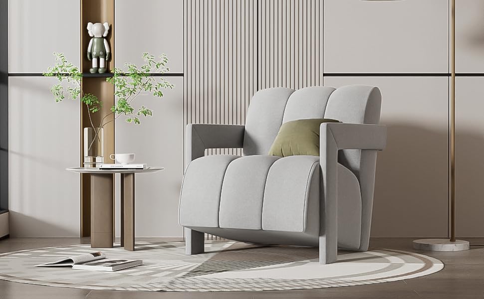 31.5" Elegant Scientific-Tilted Accent Chair, Gray