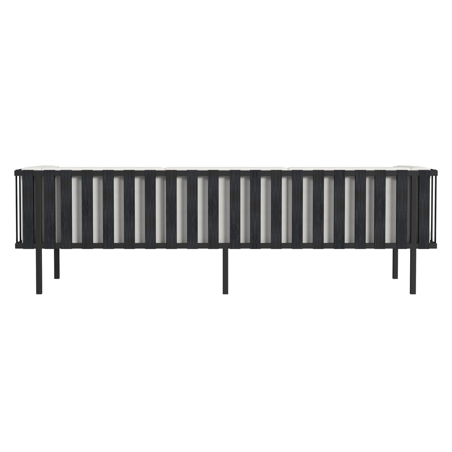 77" Black Iron and Cushions Patio Sofa