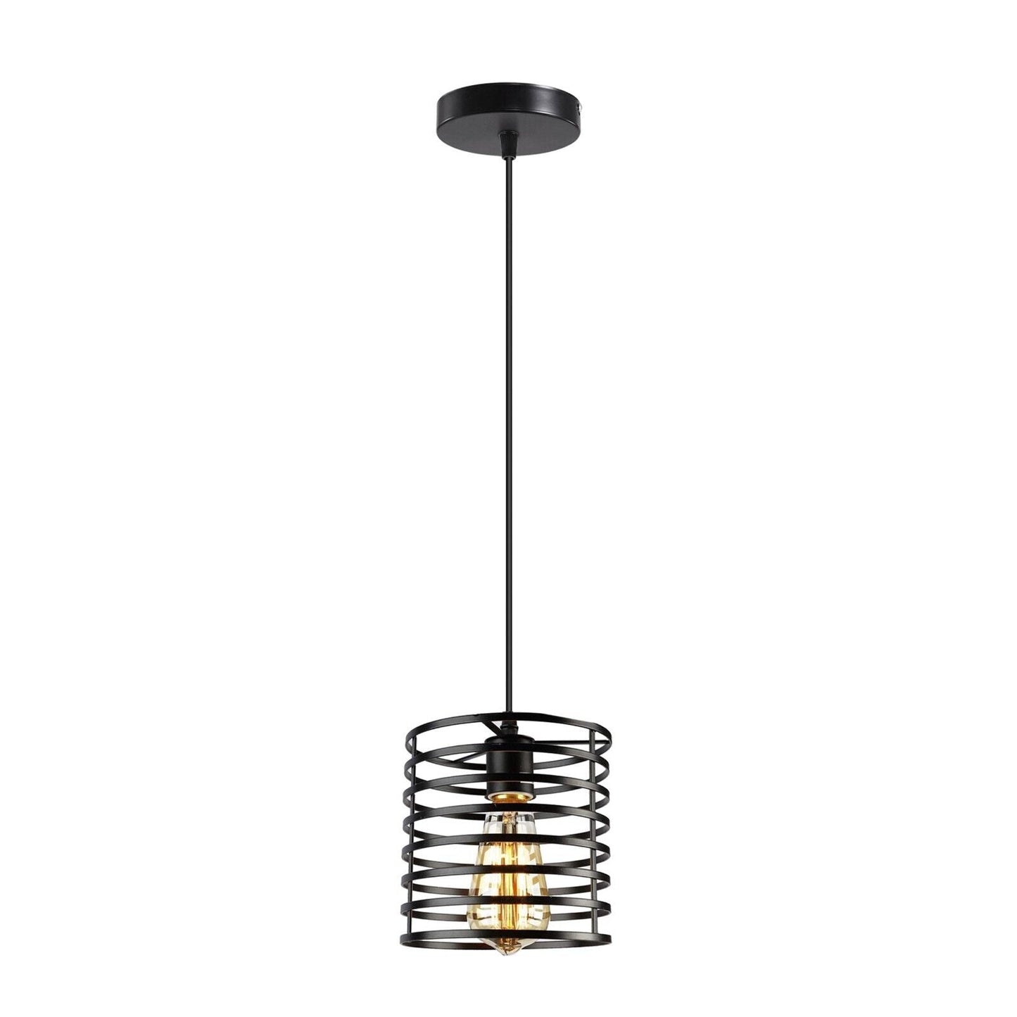 Industrial Metal Black Bulb Guard Wire Cage Ceiling Pendant Lighting~6018-1