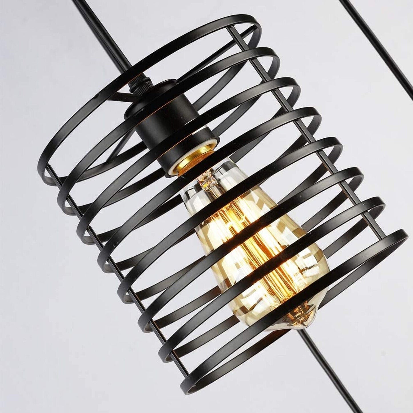 Industrial Metal Black Bulb Guard Wire Cage Ceiling Pendant Lighting~6018-3