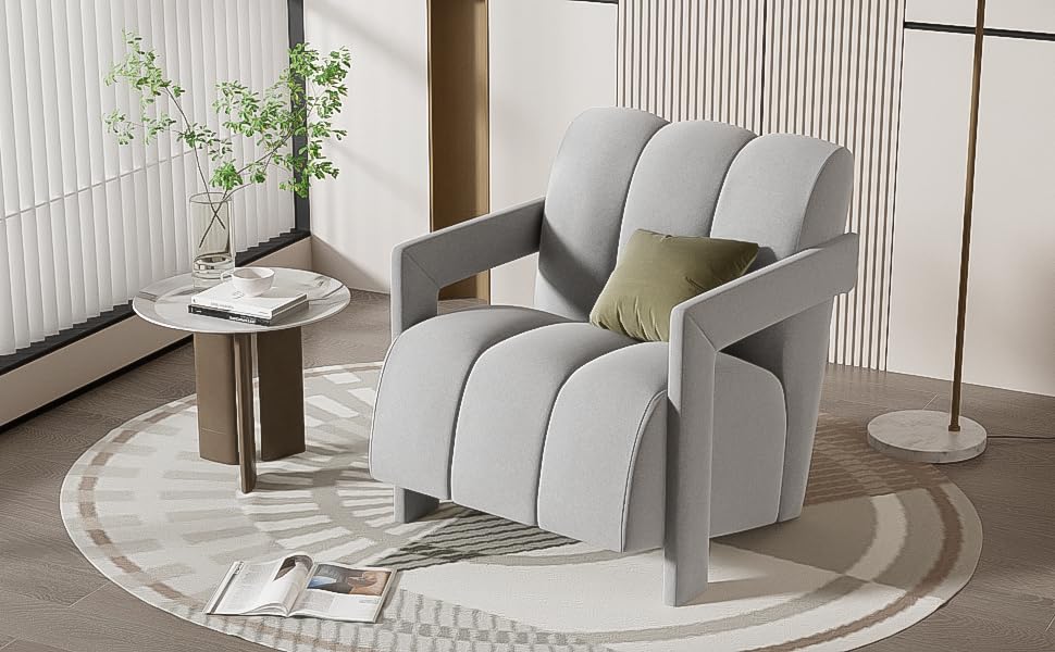 31.5" Elegant Scientific-Tilted Accent Chair, Gray
