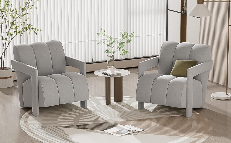 31.5" Elegant Scientific-Tilted Accent Chair, Gray