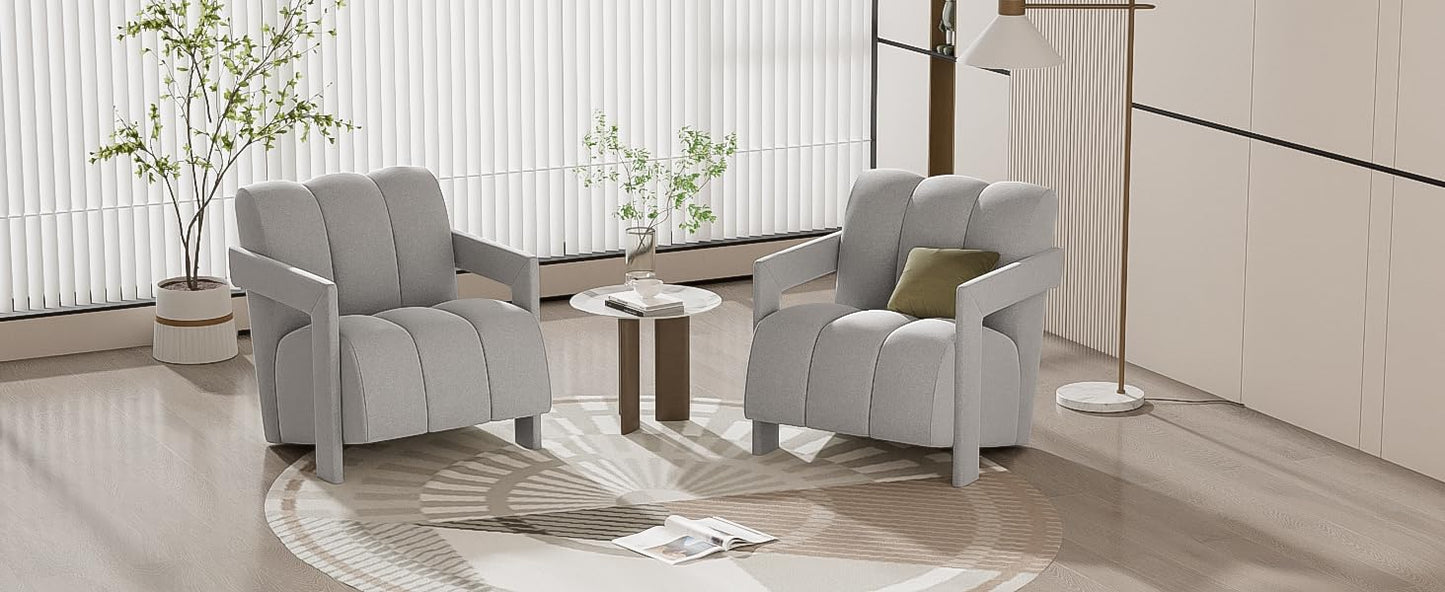 31.5" Elegant Scientific-Tilted Accent Chair, Gray