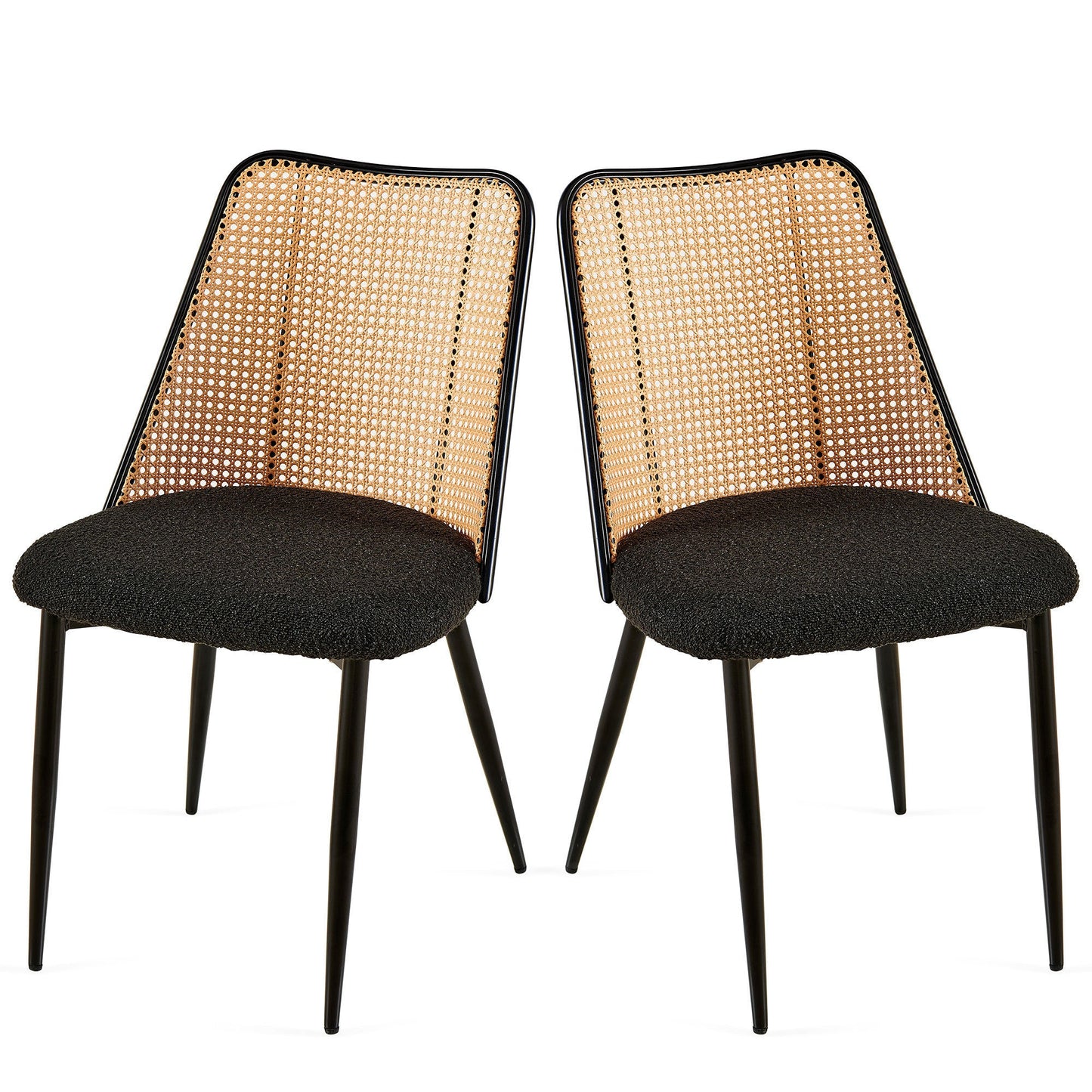 Set of Black Rattan Dining Chairs