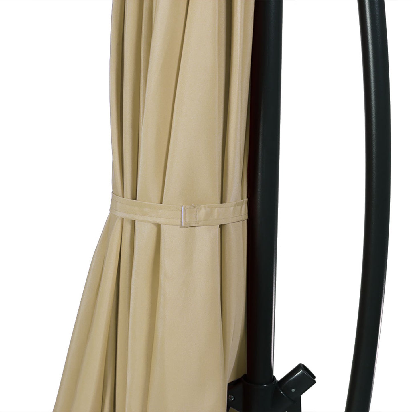 95" White Polyester Octagonal Tilt Lighted Market Patio Umbrella with Stand