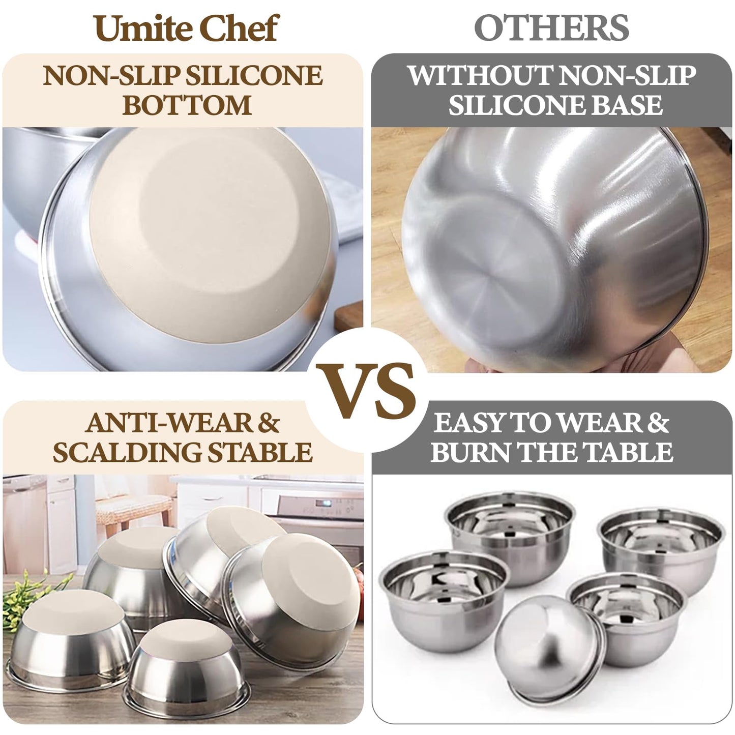 Umite Chef Mixing Bowls with Airtight Lids Set, 8PCS