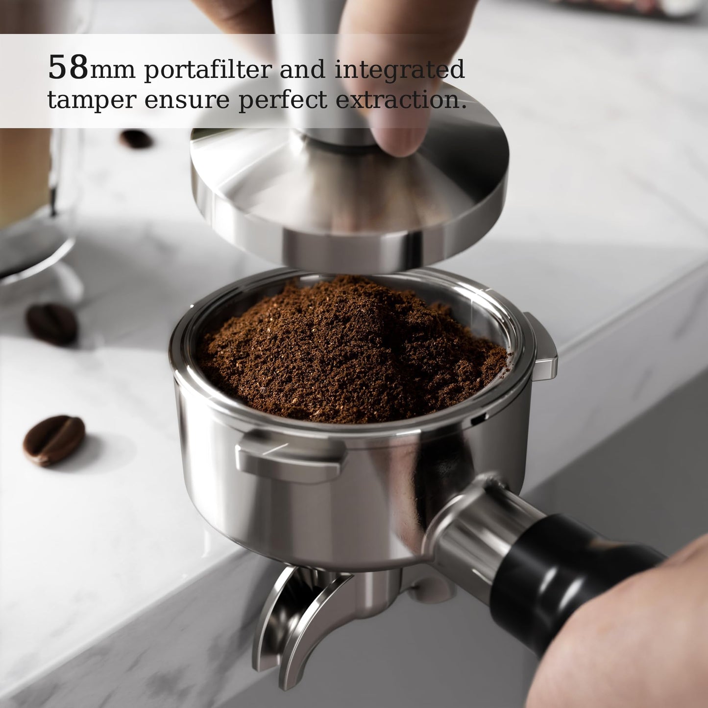 Kismile Espresso Coffee Machine with Grinder (Silver)