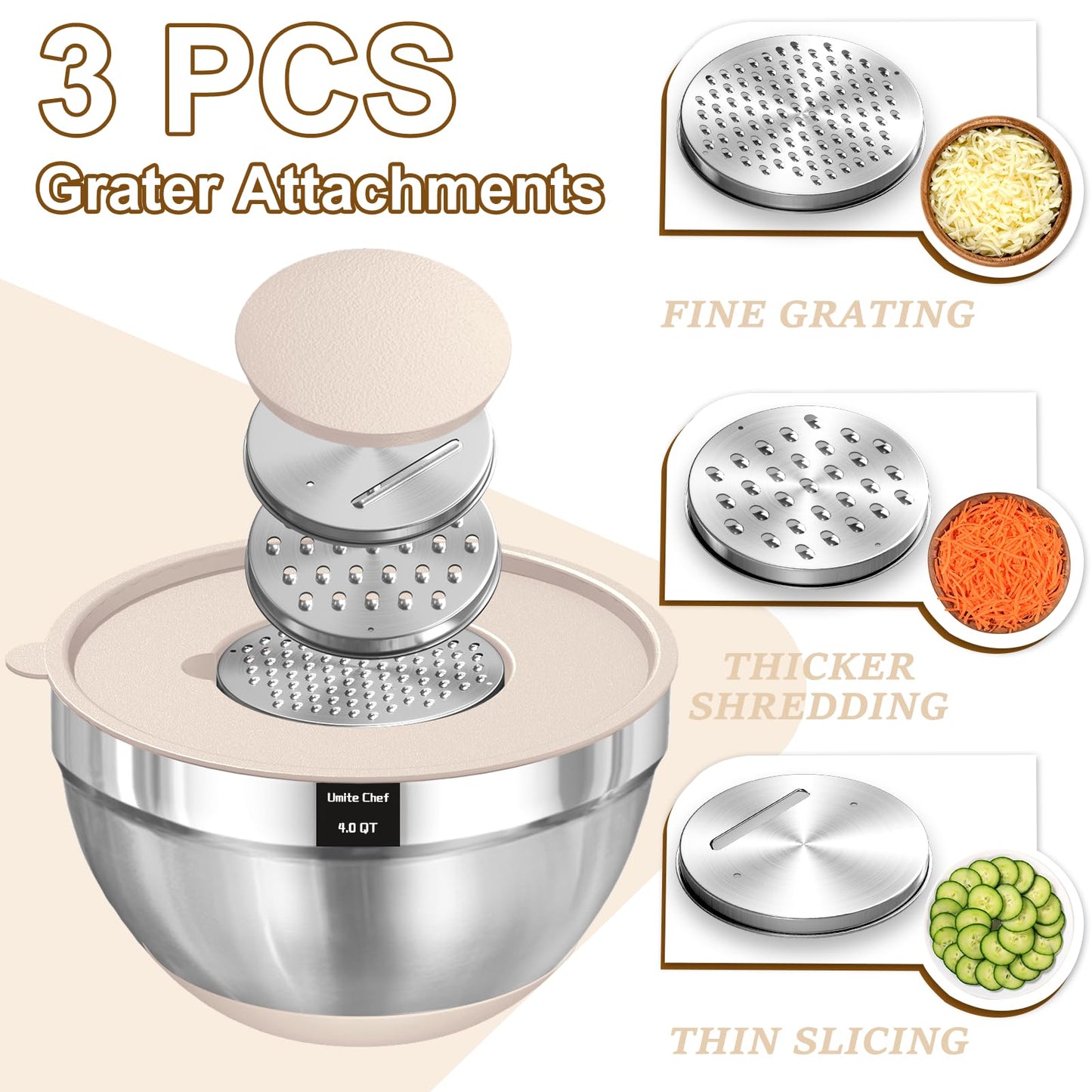 Umite Chef Mixing Bowls with Airtight Lids Set, 8PCS