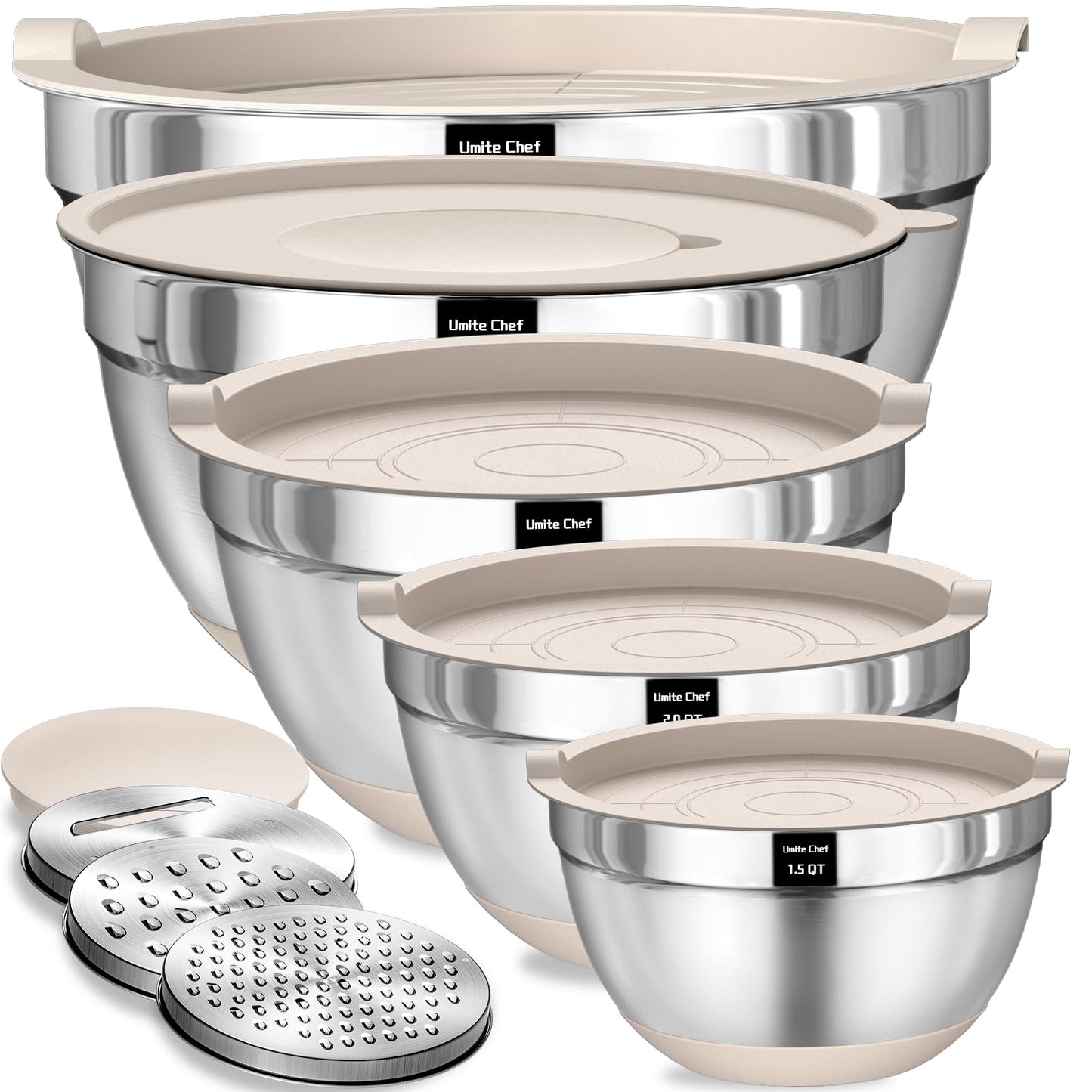 Umite Chef Mixing Bowls with Airtight Lids Set, 8PCS