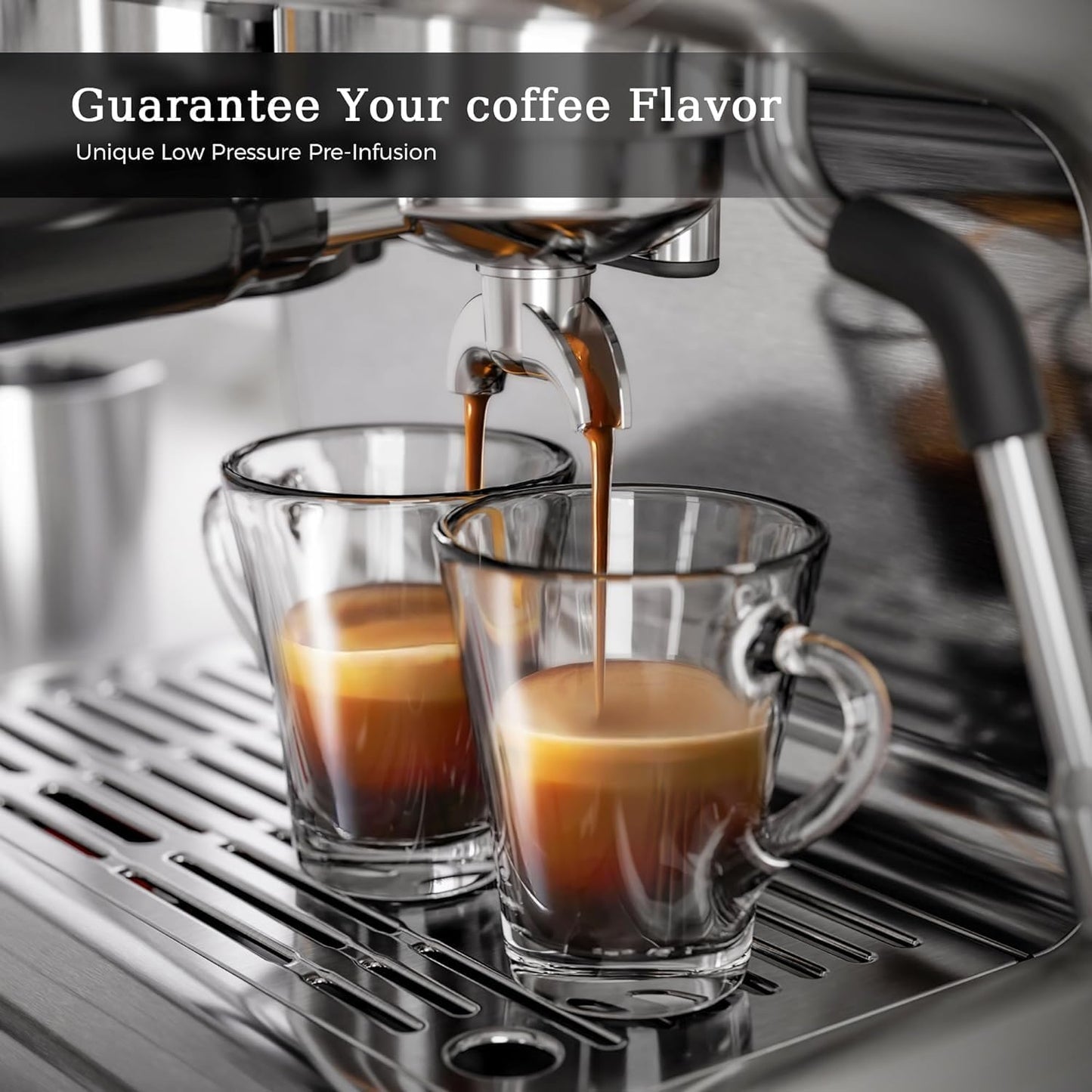 Kismile Espresso Coffee Machine with Grinder (Silver)