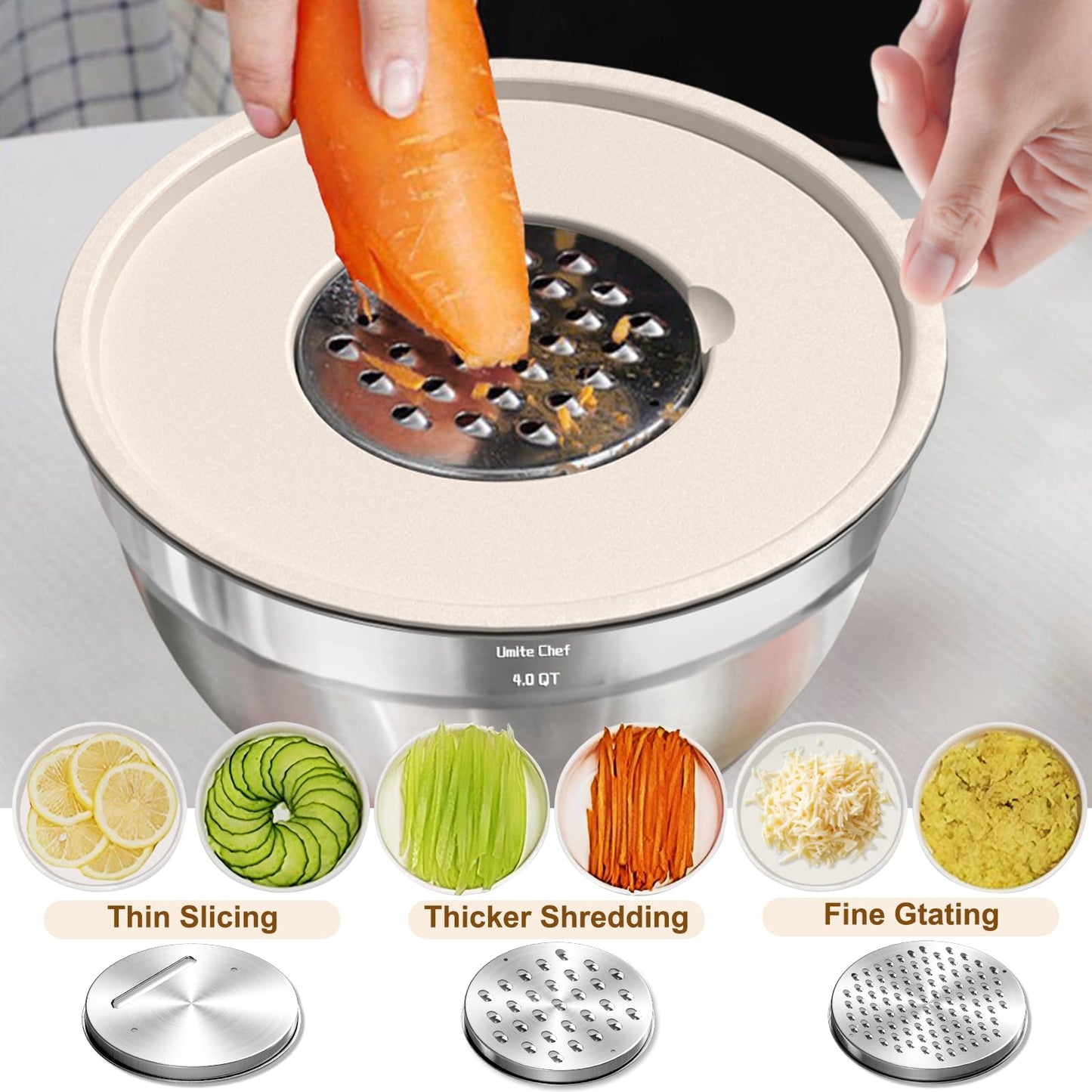 Umite Chef Mixing Bowls with Airtight Lids Set, 8PCS