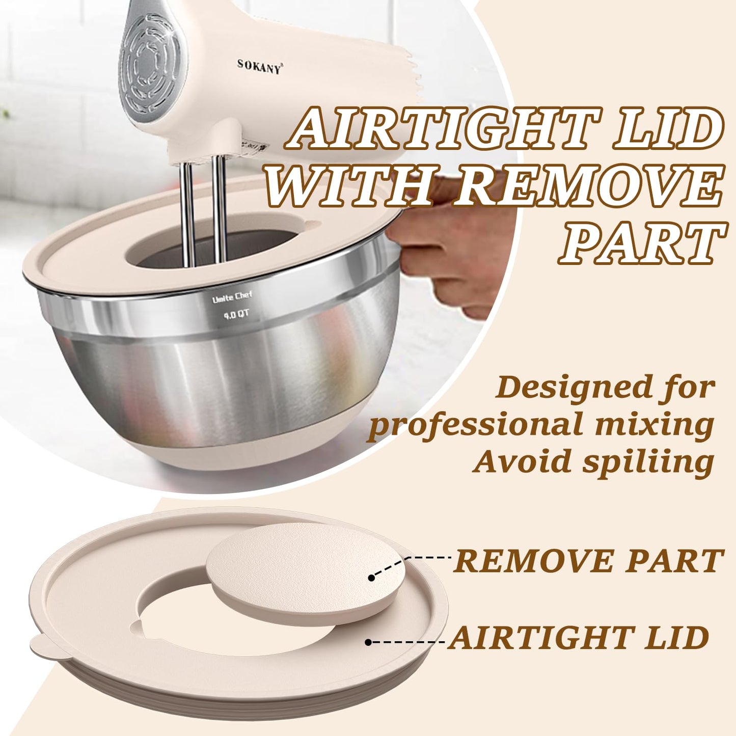 Umite Chef Mixing Bowls with Airtight Lids Set, 8PCS