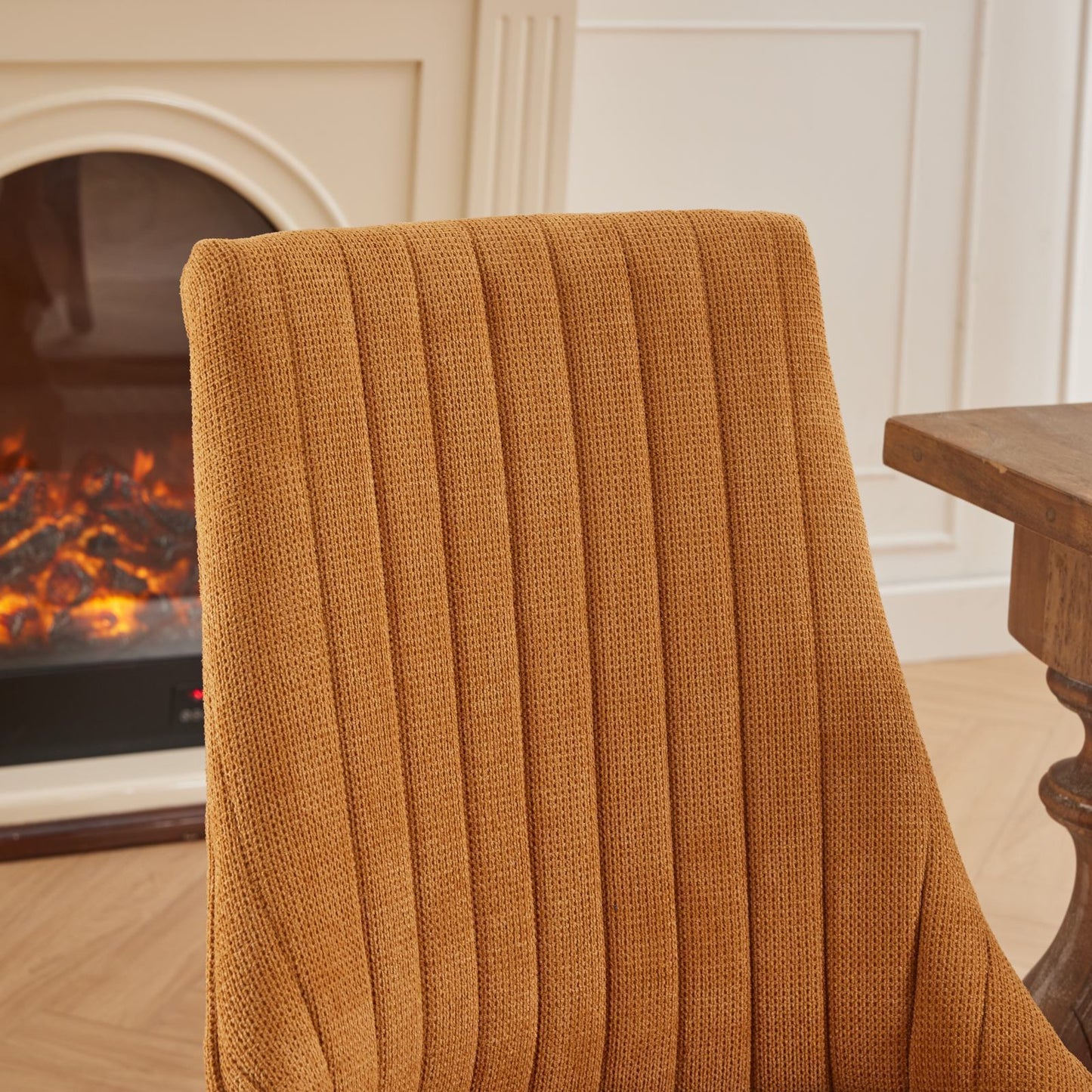 Ascendia Set of 2 Rayon Cloth Flocking Linen Dining Chairs