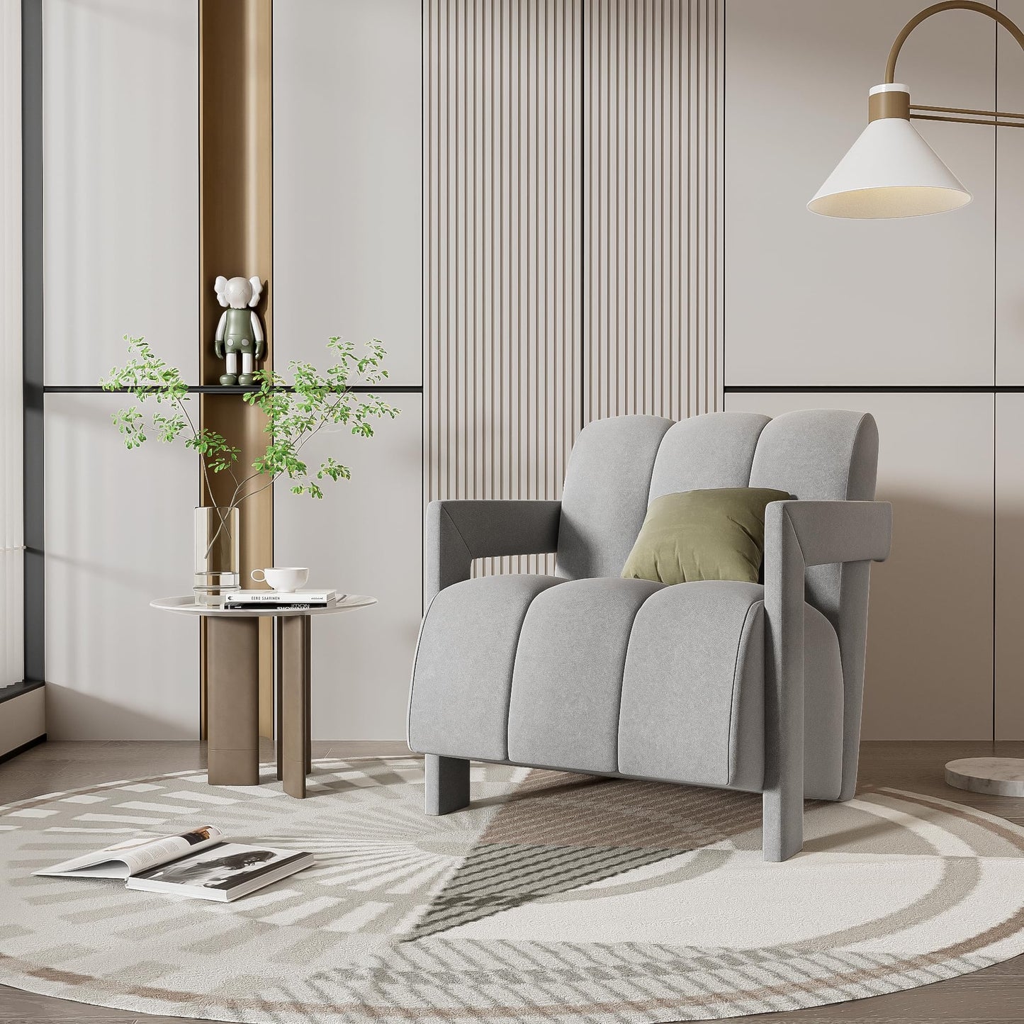 31.5" Elegant Scientific-Tilted Accent Chair, Gray