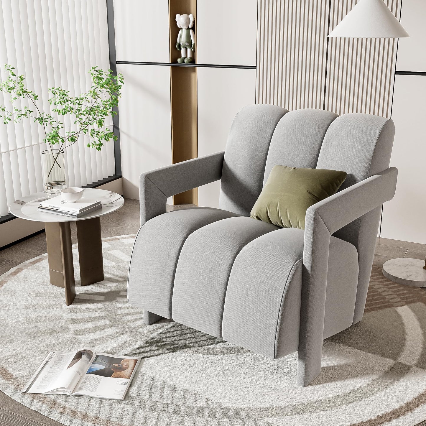31.5" Elegant Scientific-Tilted Accent Chair, Gray