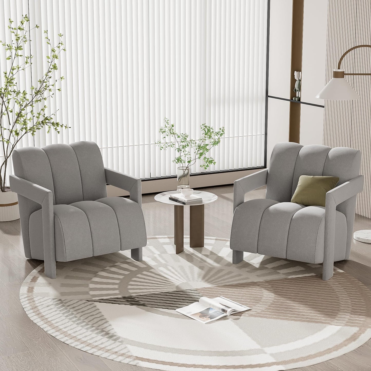 31.5" Elegant Scientific-Tilted Accent Chair, Gray