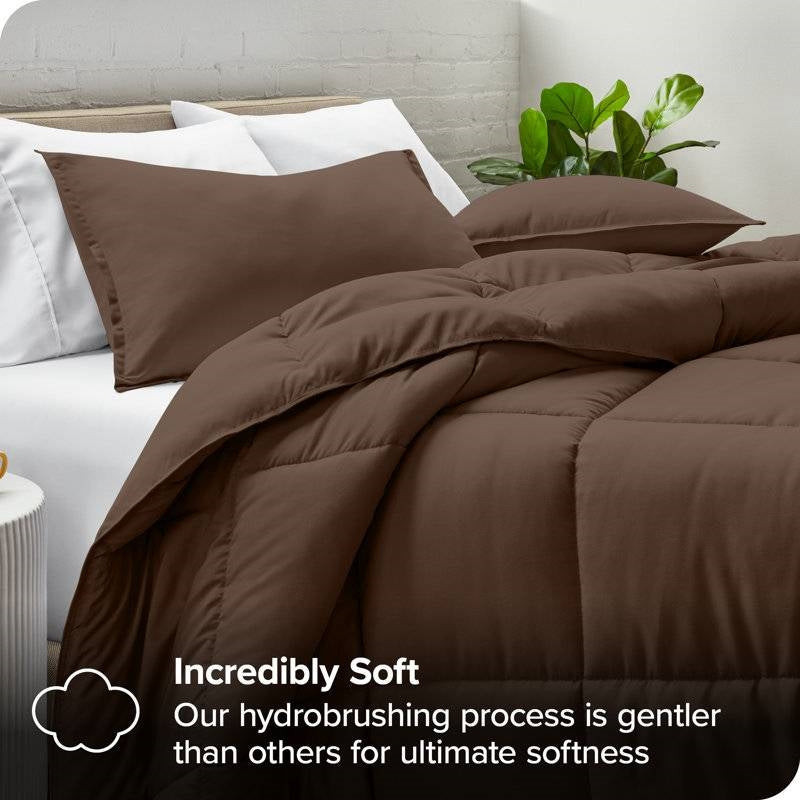 Twin size Down Alternative Comforter Set in Chocolate Brown Color-2