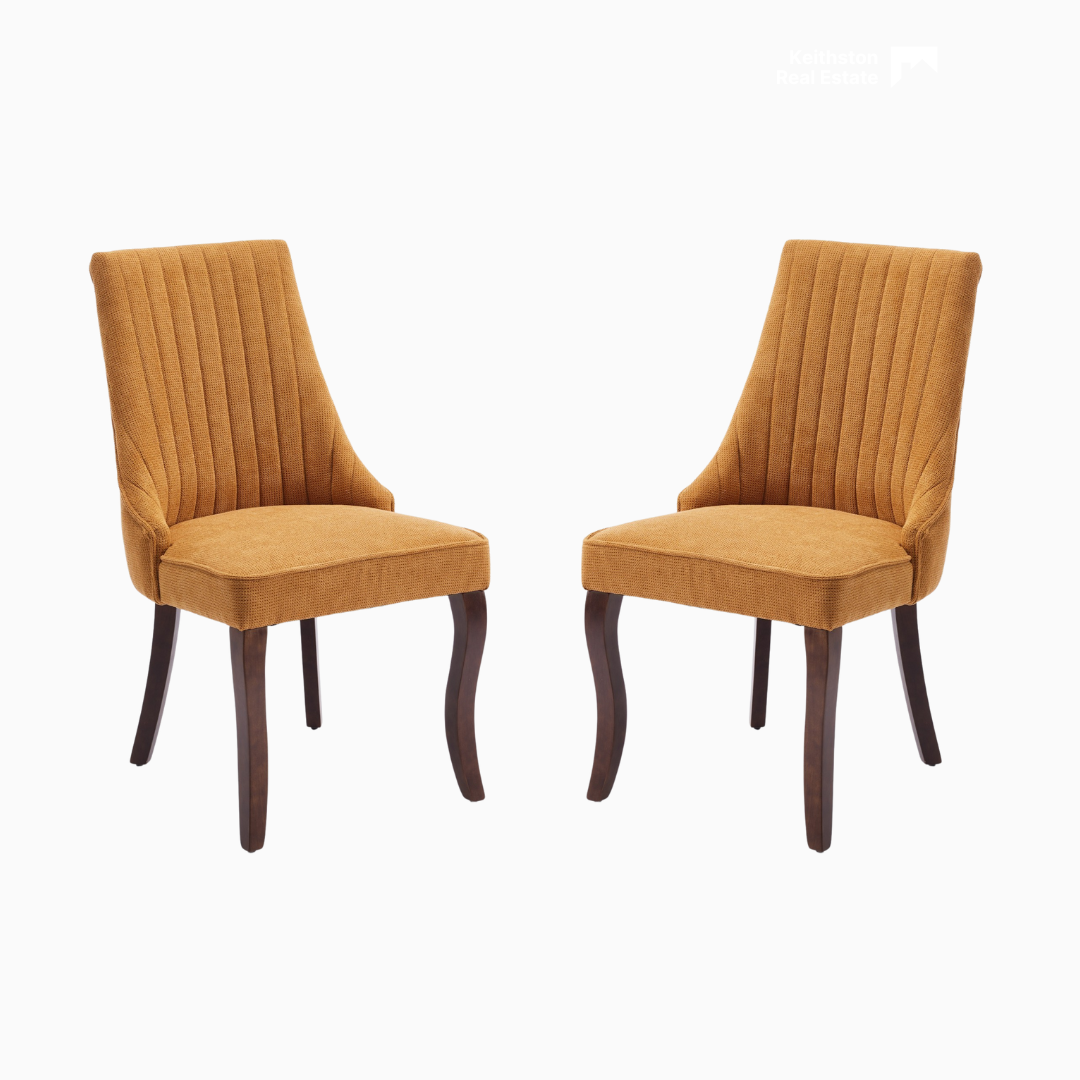 Ascendia Set of 2 Rayon Cloth Flocking Linen Dining Chairs