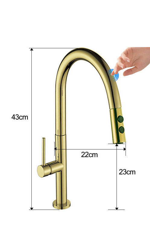 Touch-sensitive Copper Kitchen Faucet-3