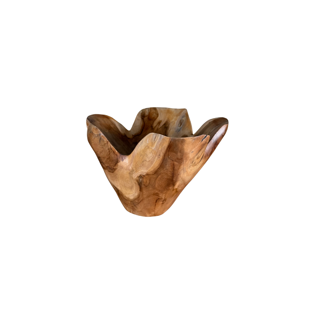Ascendia Hand-Carved Wooden Bowl – Sculptural Accent