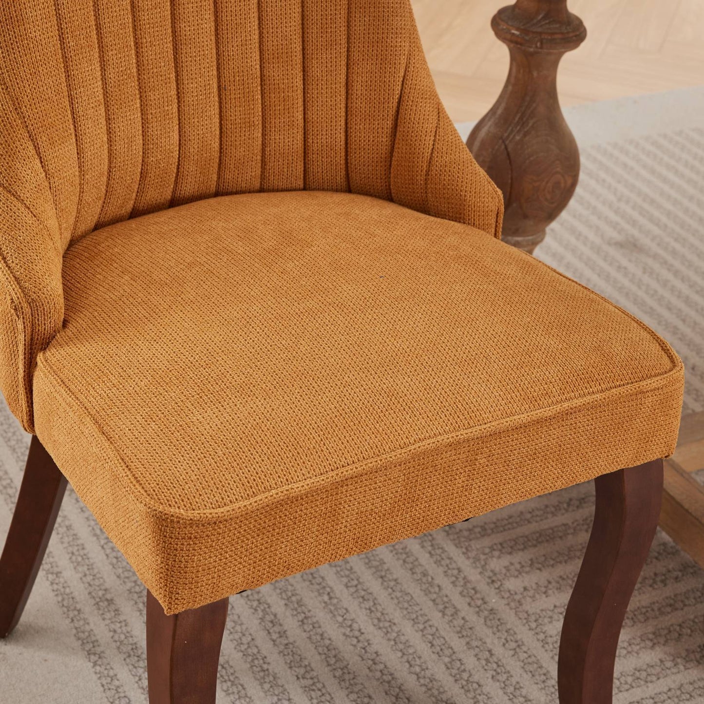 Ascendia Set of 2 Rayon Cloth Flocking Linen Dining Chairs