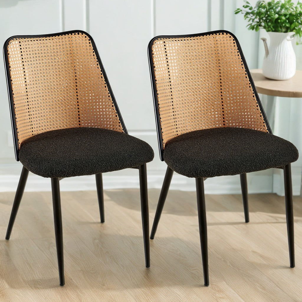 Set of Black Rattan Dining Chairs
