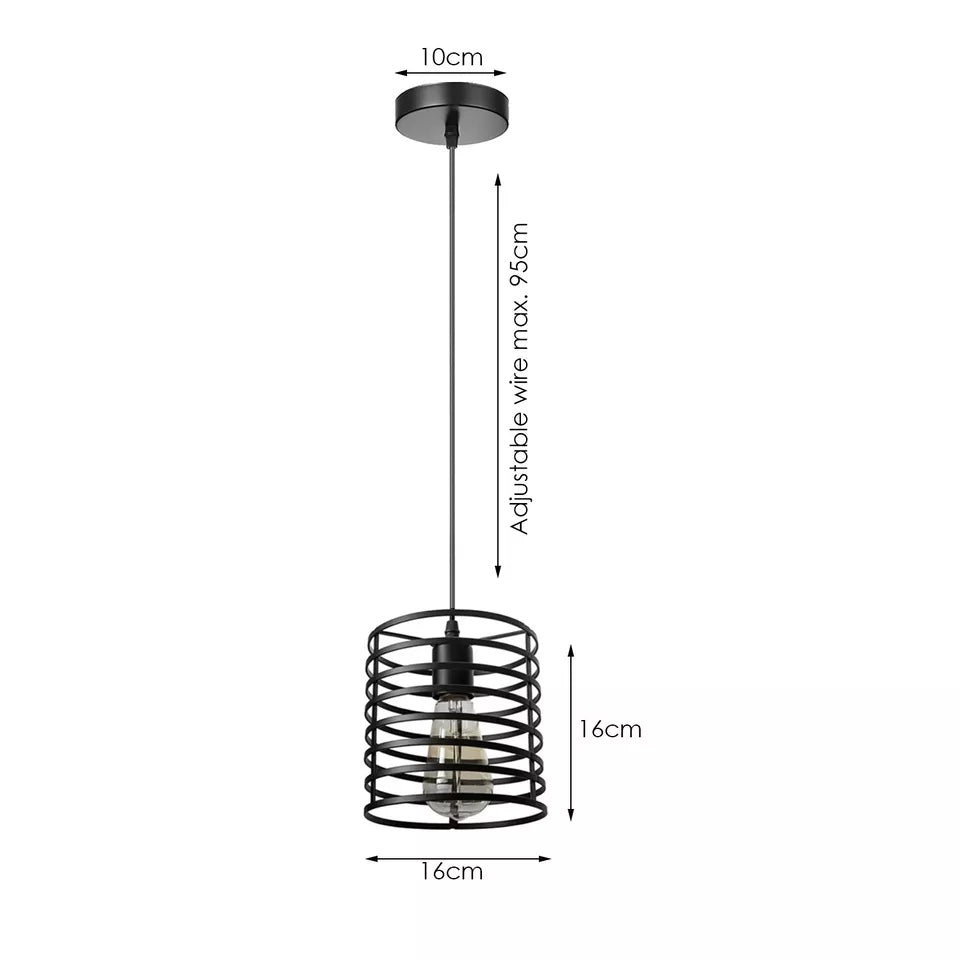 Industrial Metal Black Bulb Guard Wire Cage Ceiling Pendant Lighting~6018-4