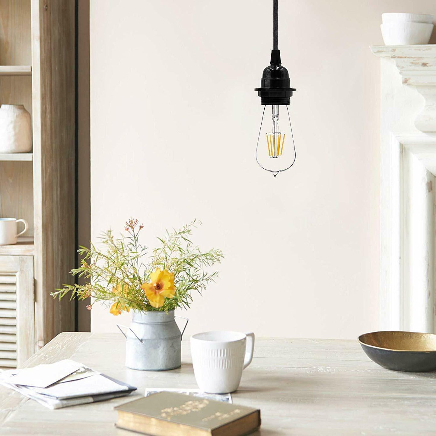 Single Outlet Ceiling E27 DIY Ceiling Rose Light PVC Flex Cluster Pendant Lamp Holder~3425-2