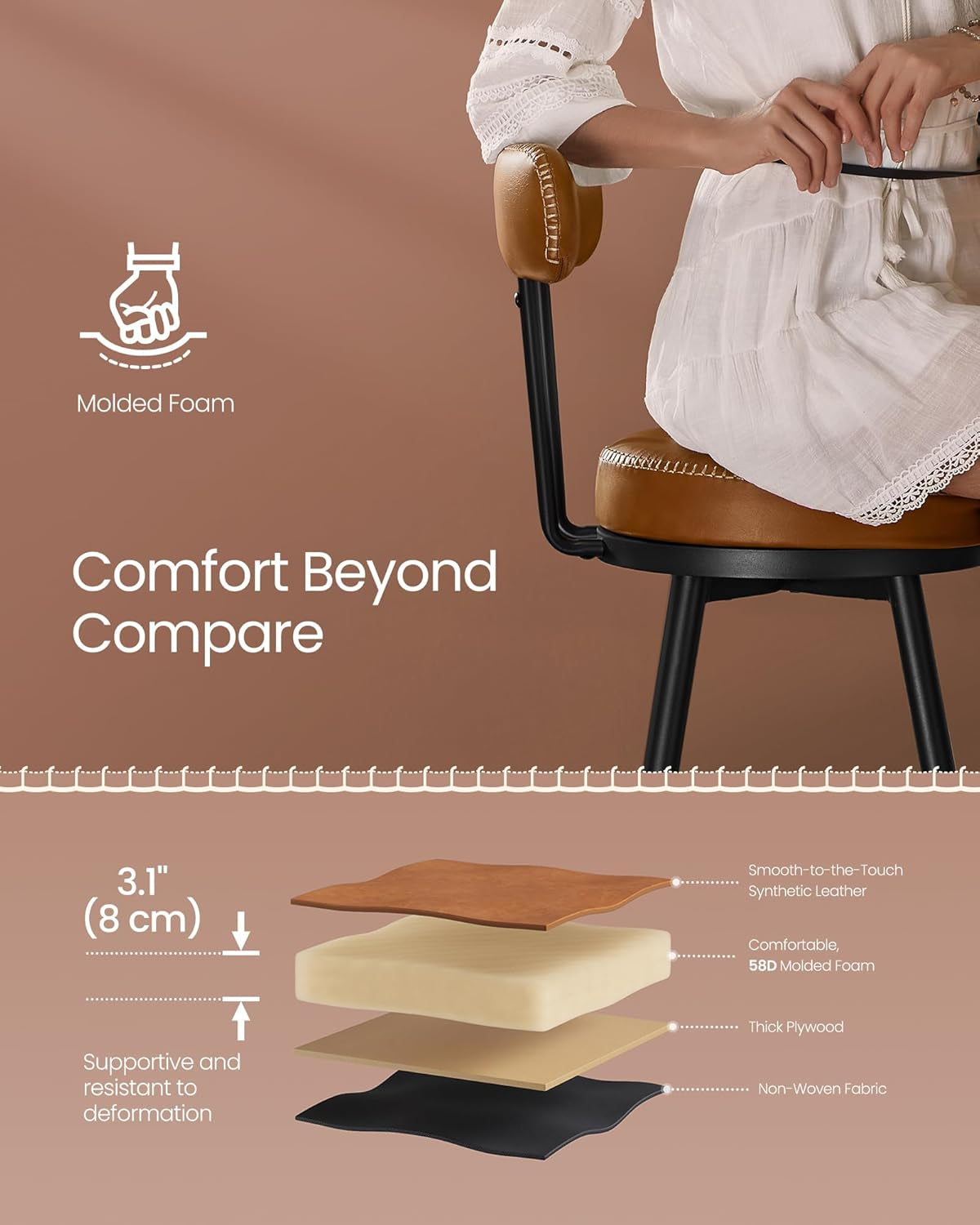 Swivel Bar Stools Set of Two for Kitchen