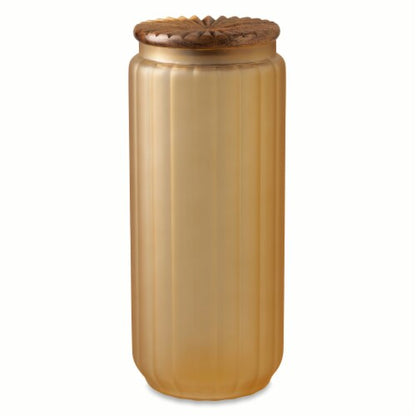 HD Designs Frosted Glass Canister – Amber (with Acacia Wood Lid)