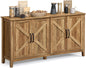 Rustic Walnut Buffet Cabinet with Adjustable Shelves