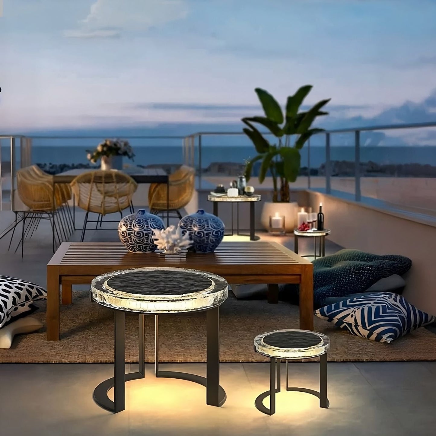 Acsendia Outdoor Solar Power LED Garden Table