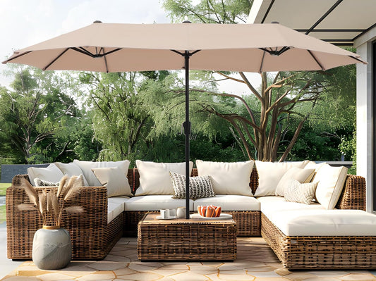 Large Double-Sided Patio Umbrella with Easy Crank System