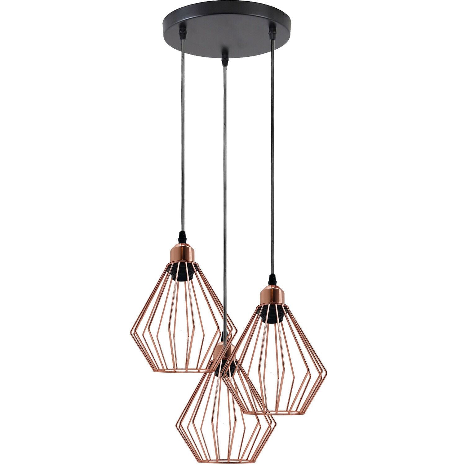 Modern Ceiling Pendant Cage Fitting Rose Gold Diamond Lights~1361-2