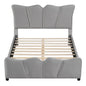 Gray Tufted Velvet Upholstered Full Bed Frame