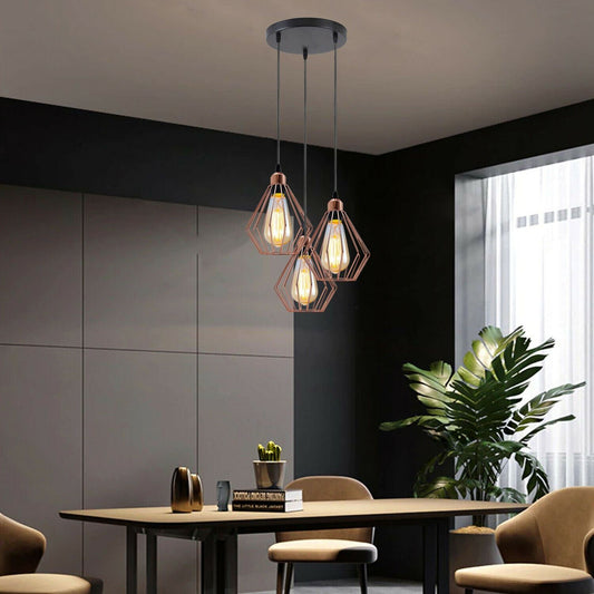 Modern Ceiling Pendant Cage Fitting Rose Gold Diamond Lights~1361-0