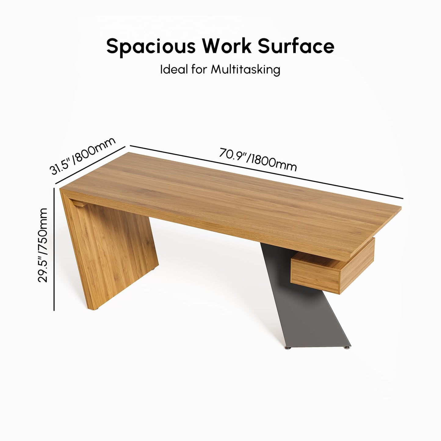 Homary 70" Modern Executive Desk, Home Office Desk with Drawers