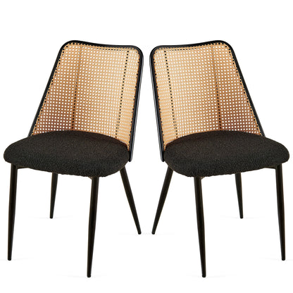 Set of Black Rattan Dining Chairs