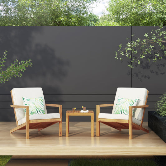 3 Pieces Acacia Wood Outdoor Minimalist set