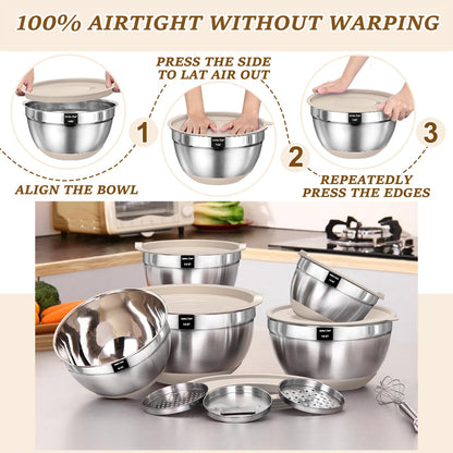Umite Chef Mixing Bowls with Airtight Lids Set, 8PCS