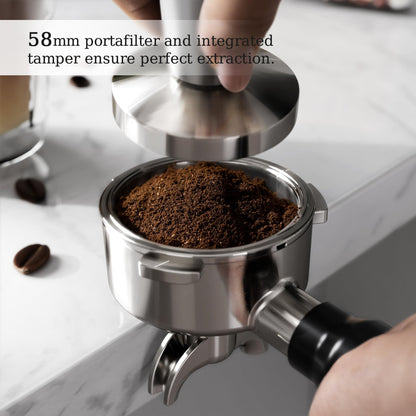 Kismile Espresso Coffee Machine with Grinder (Silver)