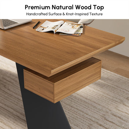 Homary 70" Modern Executive Desk, Home Office Desk with Drawers