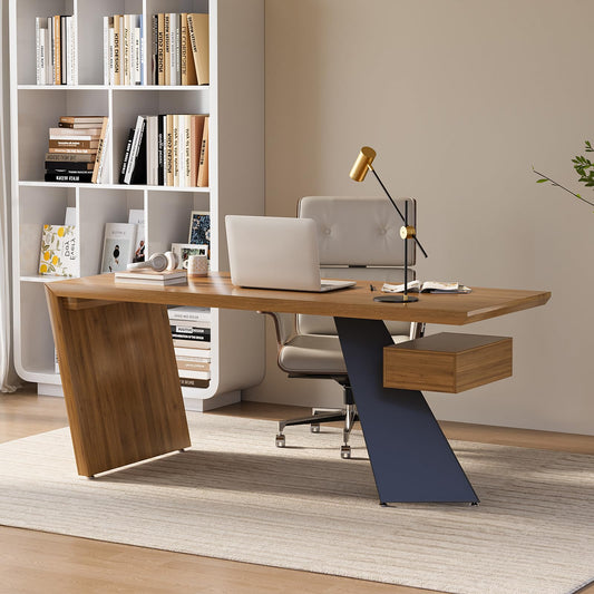 Homary 70" Modern Executive Desk, Home Office Desk with Drawers