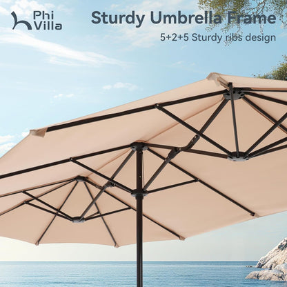 Large Double-Sided Patio Umbrella with Easy Crank System