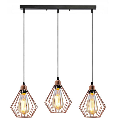Modern Ceiling Pendant Cage Fitting Rose Gold Diamond Lights~1361-5