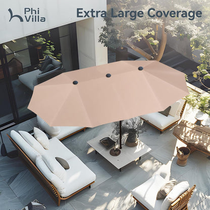 Large Double-Sided Patio Umbrella with Easy Crank System