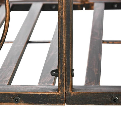 Outdoor Vintage Bronze Arch 6-ft Garden Bridge with Side-Rails-3